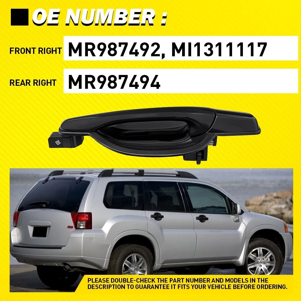 For 2004-2011 Mitsubishi Endeavor Front&Rear Right Outer Door Handle Black 2-20X