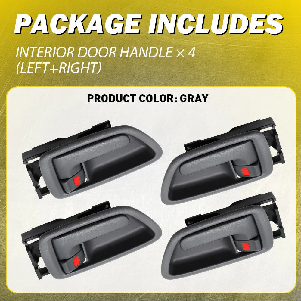 4x Gray Inner Door Handle + Bezel Fit 2004-2006 Toyota Tundra Pickup Crew Cab