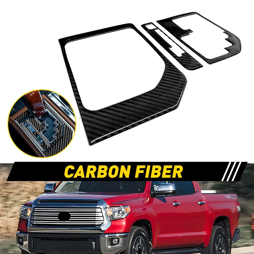 Fit Toyota Tundra 2014-2021 Gear Shift Panel Carbon Fiber Interior Frame Trim 3x