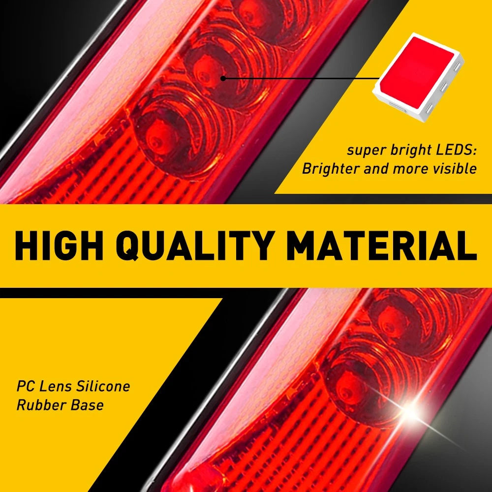 4pcs Lights 3-LED Trailer Marker Truck Clearance Side Light Waterproof Red Amber