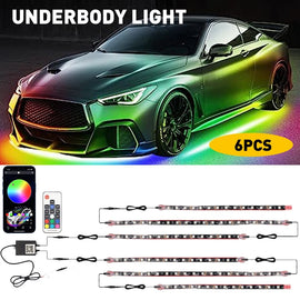6PCS Dream RGB Color Underglow LED Light Neon Kit Bluetooth Strip For Car Truck