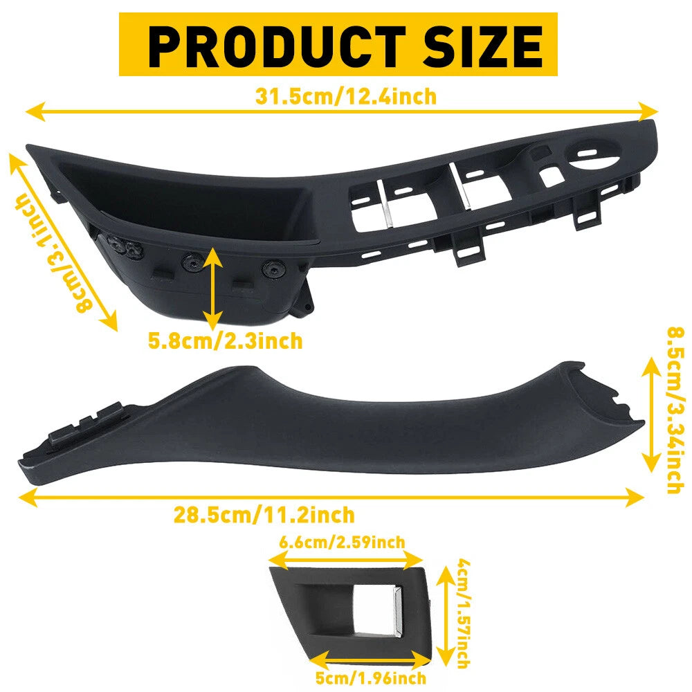 Inner Door Panel Handle Pull Cover Trim Fit Set BMW 5 Series F10 F11 F18 Black