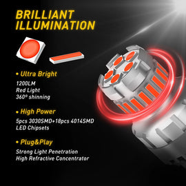 2-20X AUXITO 7440 7443 Brake Red Stop LED Parking Tail Bulbs Light CANBUS Canbus