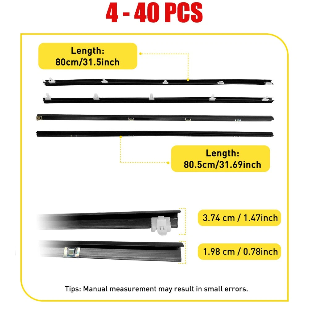 Fit 1984-1989 Toyota 4Runner Replacement Door Window Weatherstrip Seal Trim 4-40