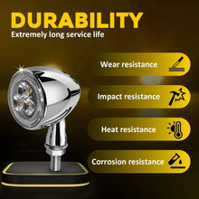 Load image into Gallery viewer, 4PCS Motorcycle LED DRL Turn Signal Light Indicator Amber Red Chrome Front Rear
