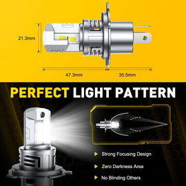 2-20X AUXITO 9003 H4 LED Headlight Bulb Hi Low Beam Combo 6500K White Canbus M6S