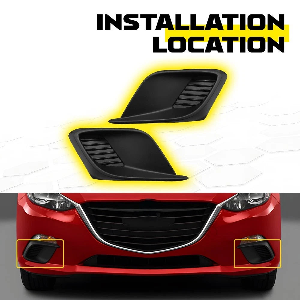 2-20 Front Left Right Fog Light Hole Lamp Bezel Trim Black for 2014-2016 Mazda 3