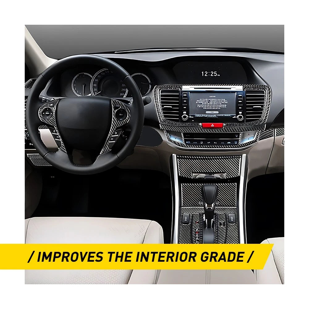 31Pcs Carbon Fiber Front Full Interior Kit Cover Trim For 2013-2017 Honda Accord