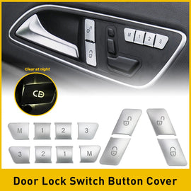 Door Lock Unlock Switch Seat Button Cover for Sticker Set Mercedes-Benz W204 CLA