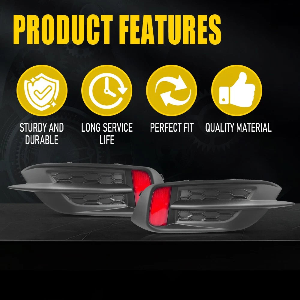 LH RH Rear Bumper Reflector Cover W/Molding Trim Fit Honda Civic Sedan 2016-2021