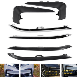 Black/Chrome Bumper Trim for 2019-2022 Honda Pilot Front Left Right Upper Lower