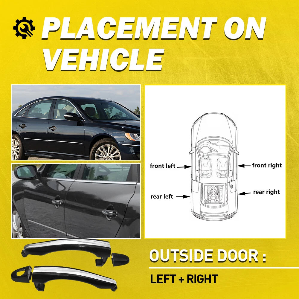 Outside Outer Door Handle Set Front Rear Left Right Fit 2006-2011 Hyundai Azera