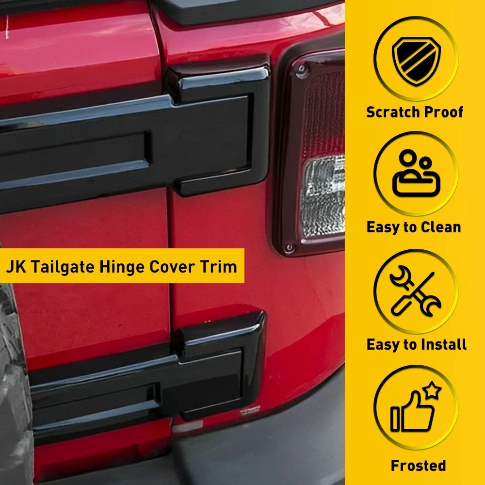 Tailgate Hinge Covers Trim For 2007-2018 Jeep JK Wrangler 55397091AC, 55397092AC