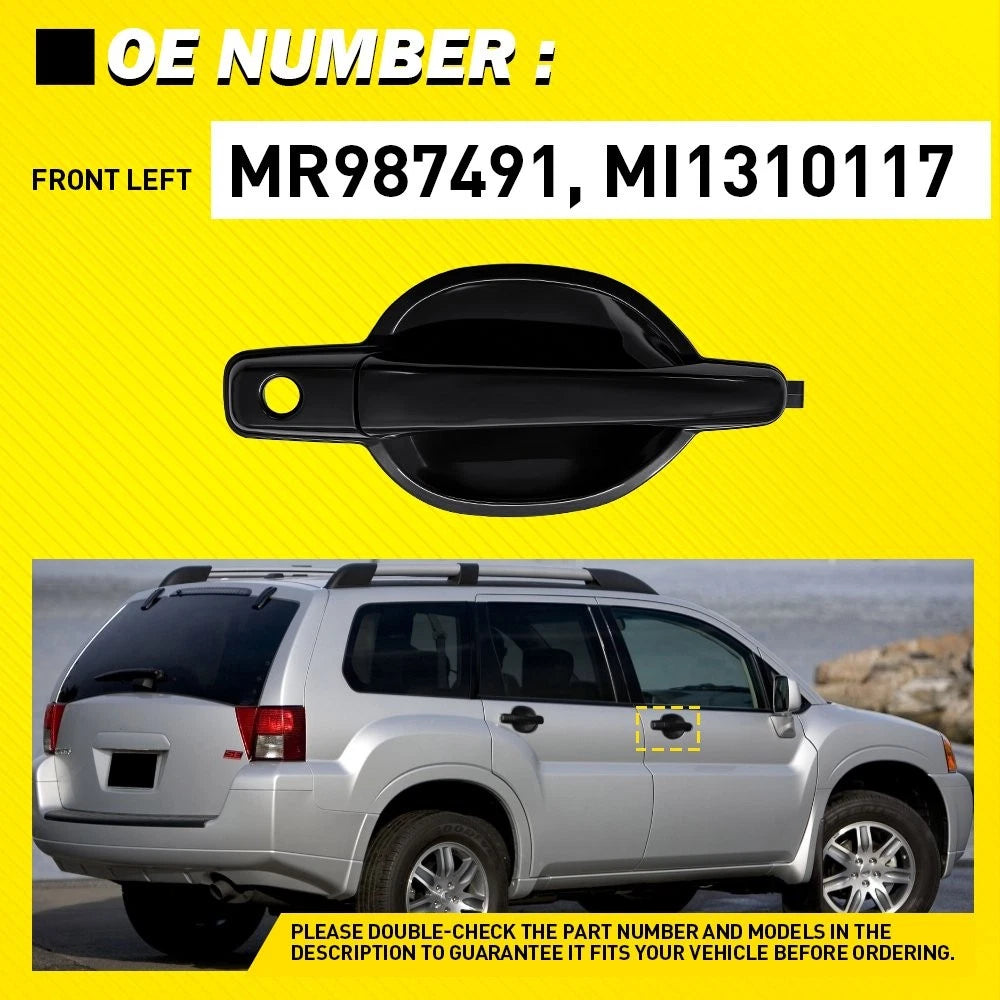 1PCS Front Left LH Exterior Door Handle Black For 2004-2011 Mitsubishi Endeavor