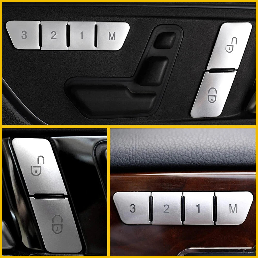 Door Lock Unlock Switch Seat Button Cover for Sticker Set Mercedes-Benz W204 CLA