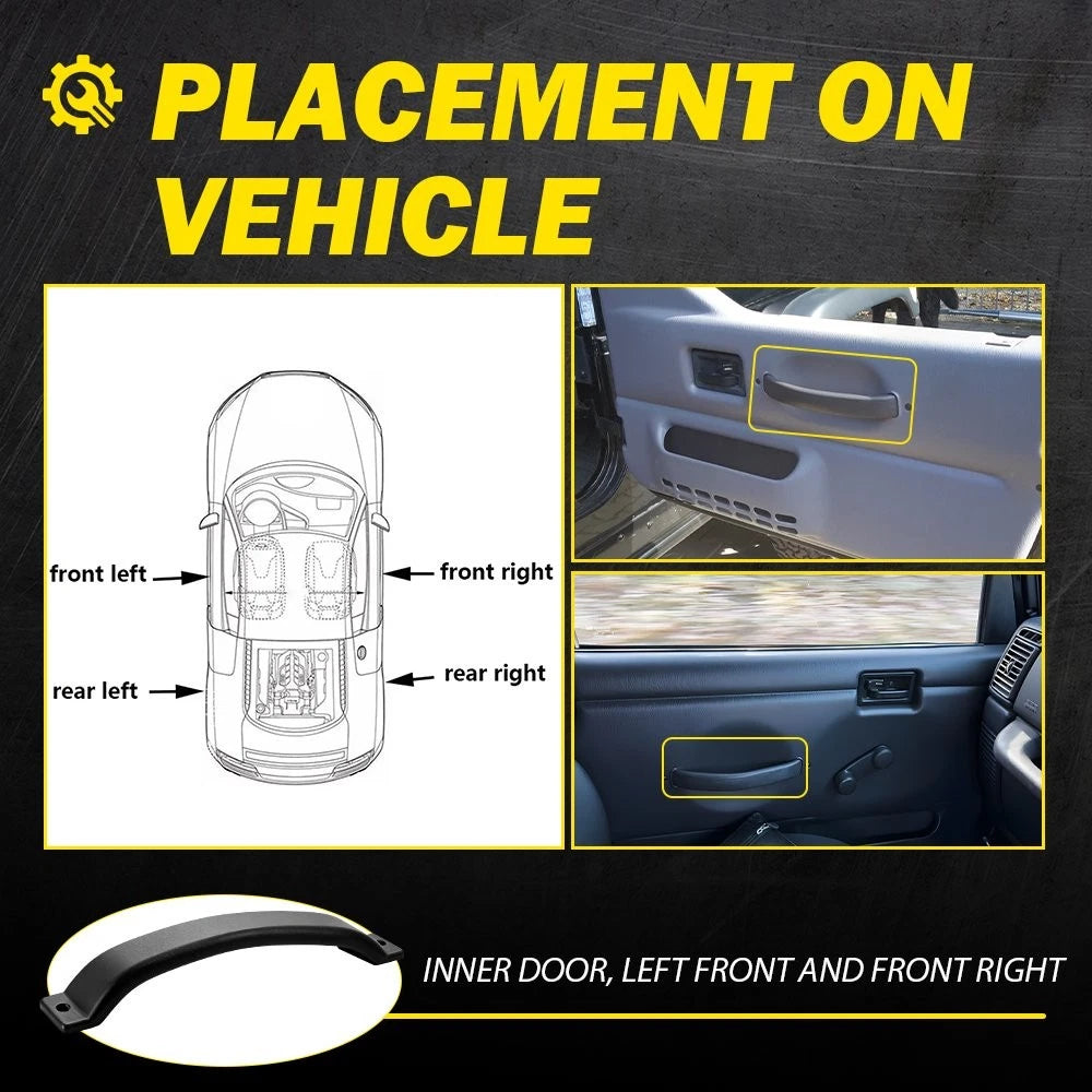 Pair Fit 1997-2006 Jeep TJ/Wrangler Interior Door Handle Black Left Right Front