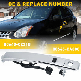 Front Drive Left Side Chrome Exterior Door Handle 1-10X Fit Nissan 2010-13 Rogue