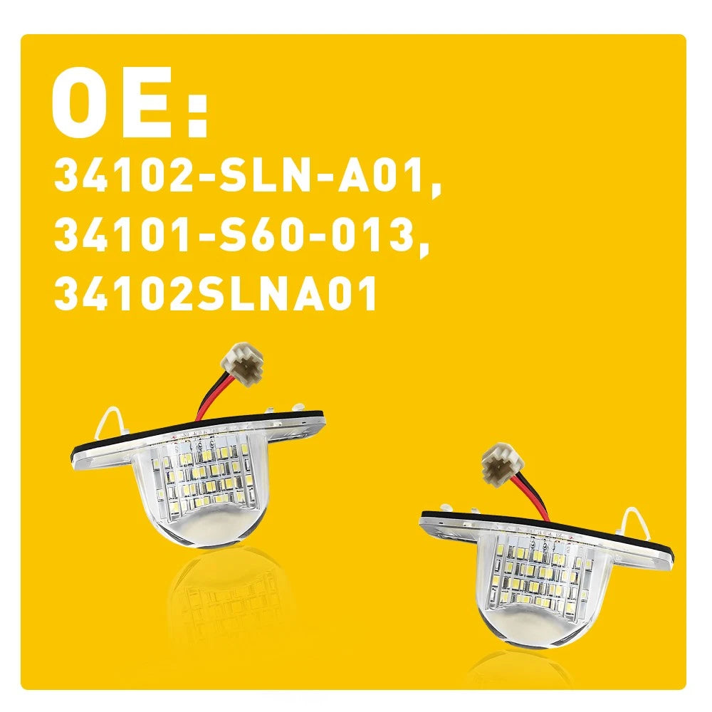 {Plug&Play} WHITE LED License Plate Light Lamp For Honda CRV/Fit/Odyssey/Element
