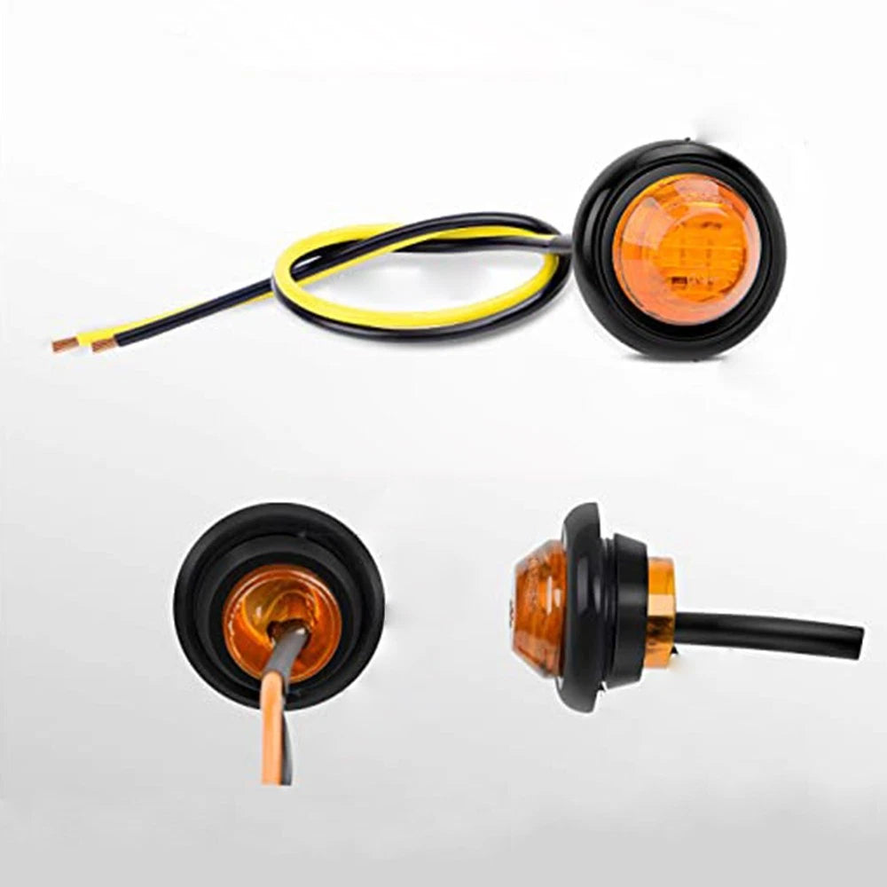 3/4" Round Amber LED Signal Trailer Truck Clearance Side Marker Lights 10-100PCS