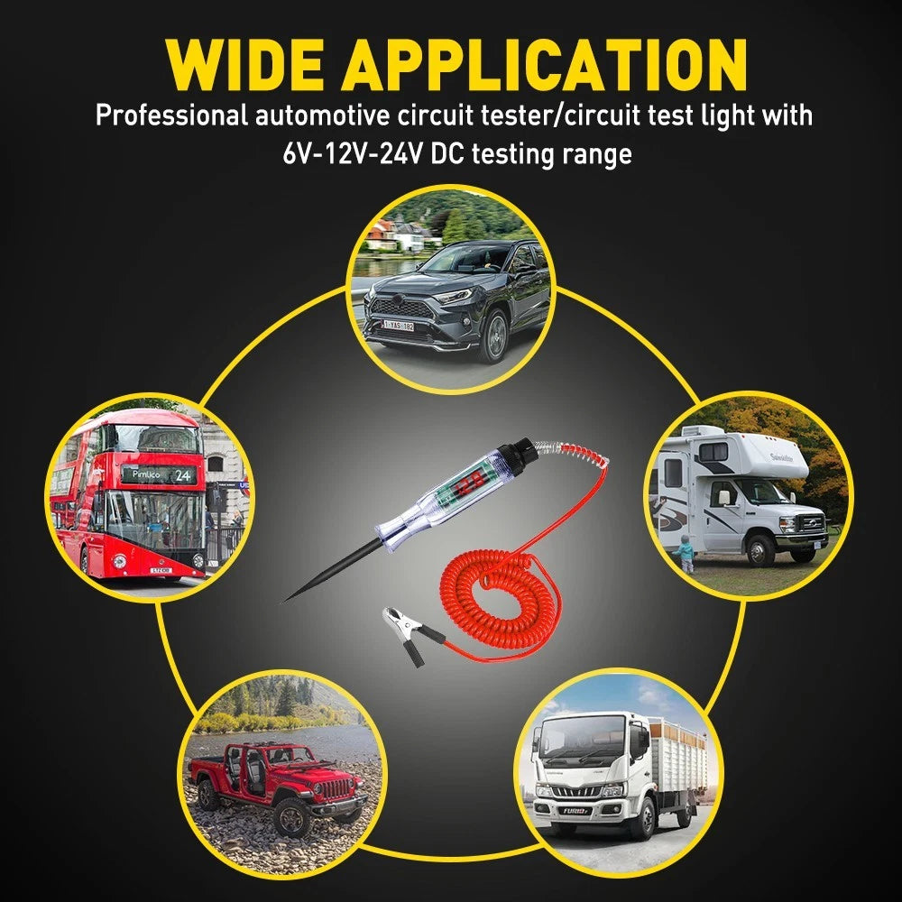 Car Circuit Pen Tester Test Fuse Tool Auto Probe Light Fit 6V 12V 24V DC Voltage