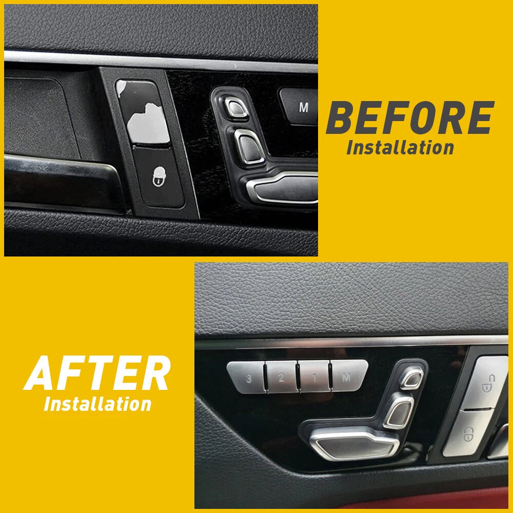 Door Lock Unlock Switch Seat Button Cover for Sticker Set Mercedes-Benz W204 CLA