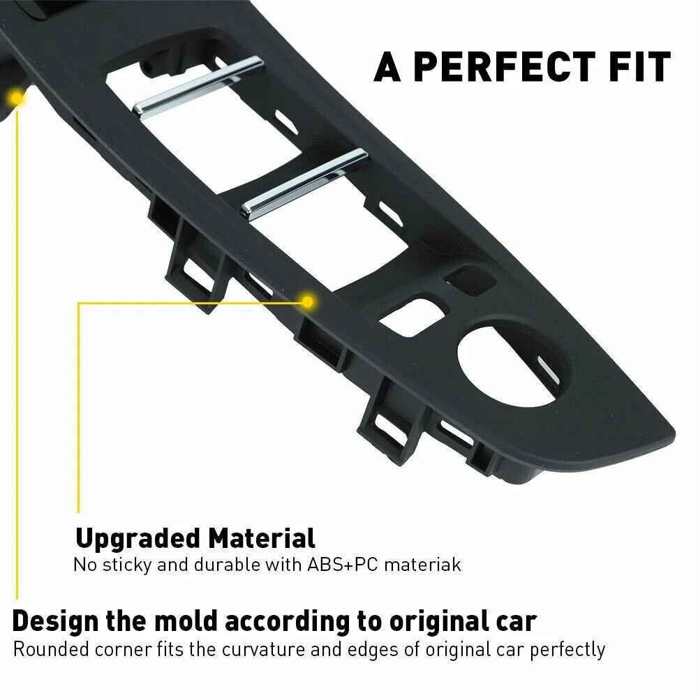 Inner Door Panel Handle Pull Cover Trim Fit Set BMW 5 Series F10 F11 F18 Black
