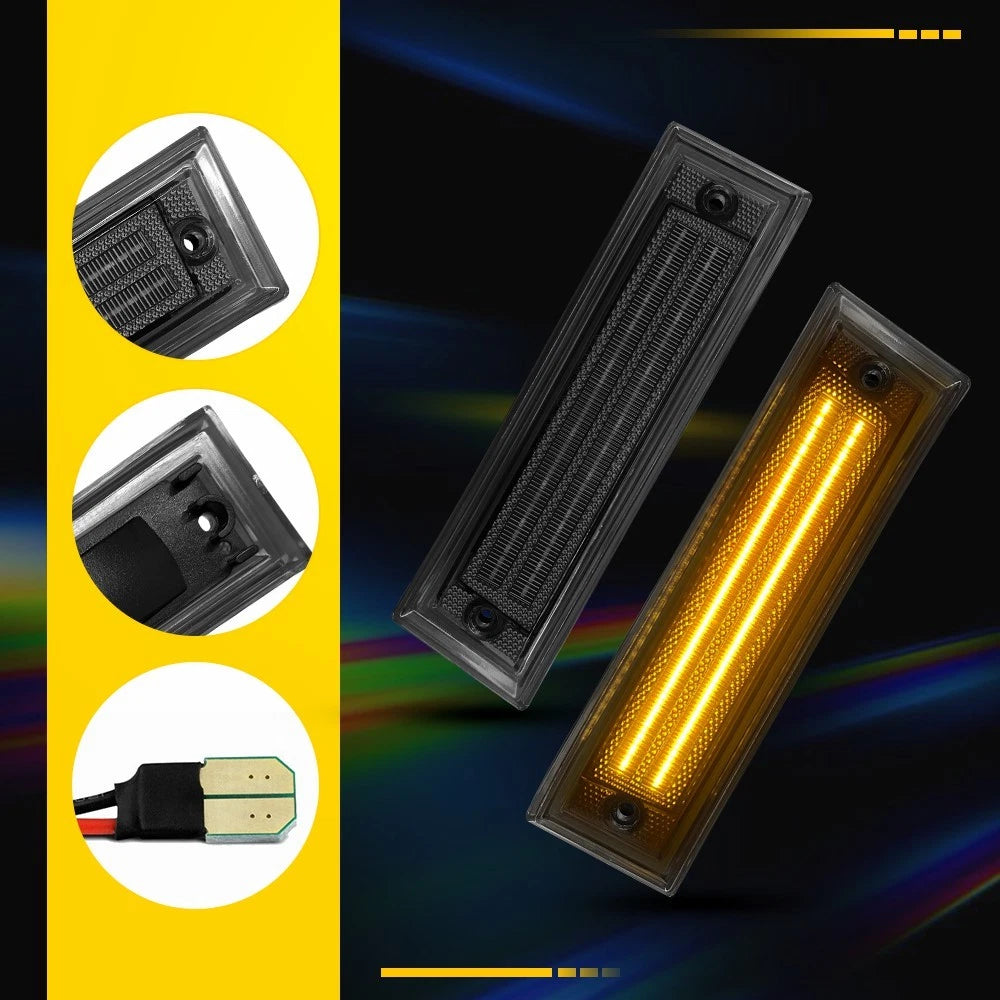 Pair LED Marker Side Turn Light Signal for GMC Chevrolet 1981-1991 Lamp&Housing