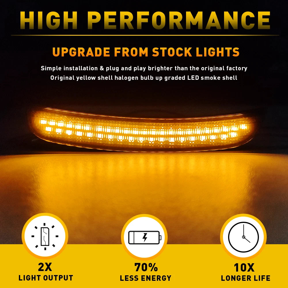 Fit Dodge Charger 2015-2021 Widebody Side Front LED Smoked Marker Light Amber