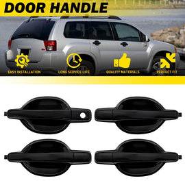 Outside Exterior Door Handle Black Textured For 2004-2011 Mitsubishi Endeavor