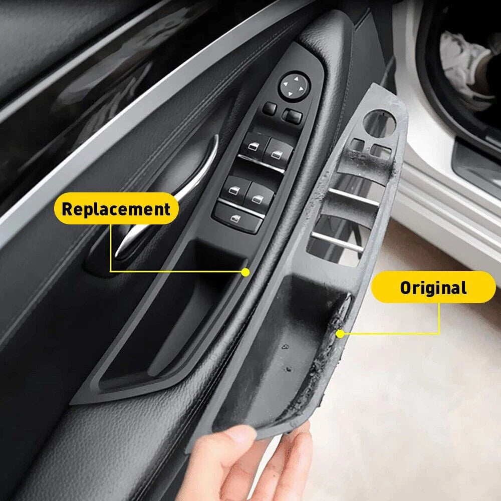 Inner Door Panel Handle Pull Cover Trim Fit Set BMW 5 Series F10 F11 F18 Black