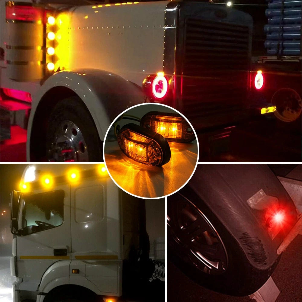 LED 10PCS LIGHTS MARKER CLEARANCE SIDE RED AMBER TRAILER TRUCK RV CARAVAN LIGHT