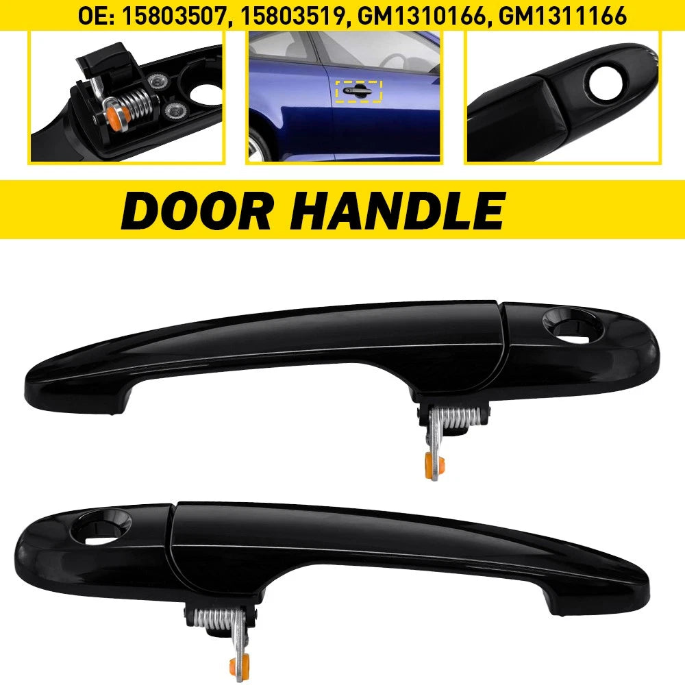 Front Left&Right 2PCS Door Handle Exterior Black Fit 2007-2013 Chevrolet Impala
