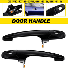 Front Left&Right 2PCS Door Handle Exterior Black Fit 2007-2013 Chevrolet Impala
