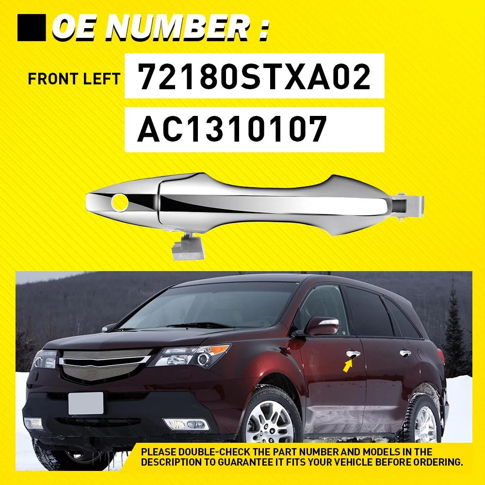1X Exterior Door Handle For 2007-2013 Acura MDX Front Driver Side Chrome Plastic