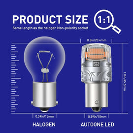 Pair 1156 Amber LED Turn Tail Signal Light Bulb Error Free SMD Silver BRS Bright