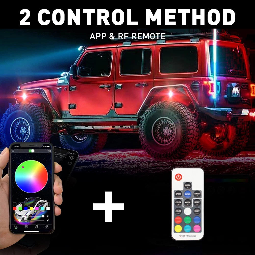 6PCS Dream RGB Color Underglow LED Light Neon Kit Bluetooth Strip For Car Truck