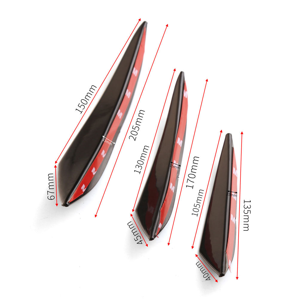 YG0059  6Pcs/Set Universal PP Car Front Bumper Lip Spoiler Fins Canards Trim Kit with Adhesive Tape - US85.COM