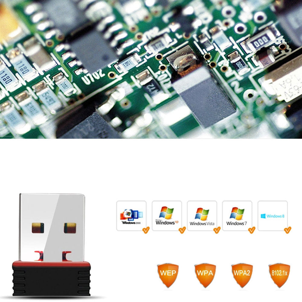 1Pcs Wireless WiFi Adapter USB WiFi Network Adapter 150Mbps Transmitter Receiver for Desktop/Laptop/Phone/Pad, Supports Windows 7/XP/Vista/MAC/OS etc. - US85.COM