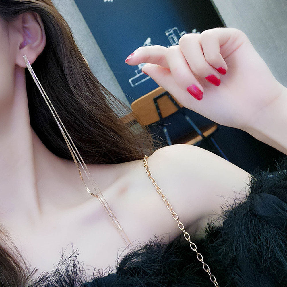 1Pair  Long Drop Chain Tassel Earrings Elegant Dangle Earrings Bohemian Jewelry Big Boho Earrings Jewelry for Women Girls Wedding - US85.COM