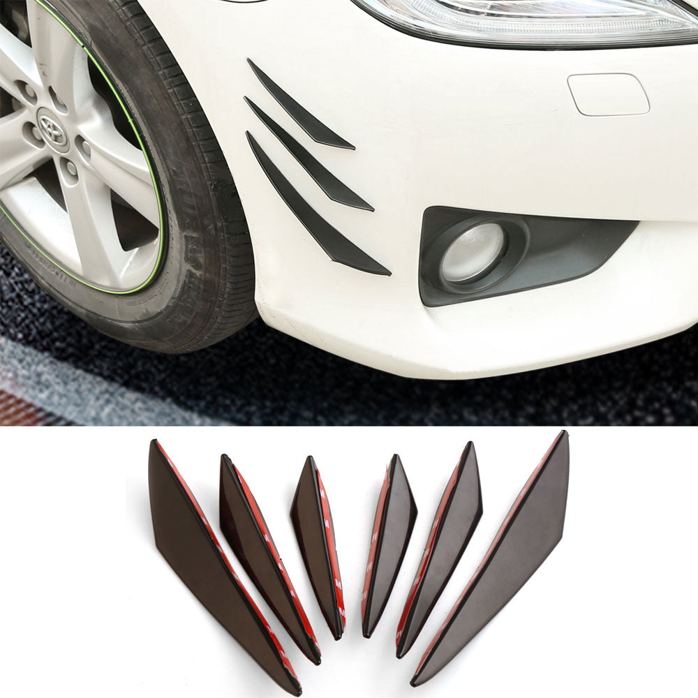 6Pcs/Set Racing Car Spoiler Canards Fit Front Bumper Lip Splitter Air Knife Auto Body Kit Accessory Black - US85.COM