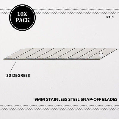 Vinyl Cutting 9mm Stainless Steel Snap-Off Blades 10x Pack 30° Utility Knife - US85.COM