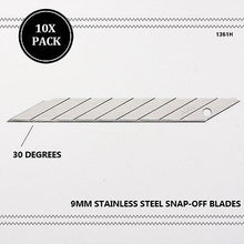 Load image into Gallery viewer, Vinyl Cutting 9mm Stainless Steel Snap-Off Blades 10x Pack 30° Utility Knife - US85.COM