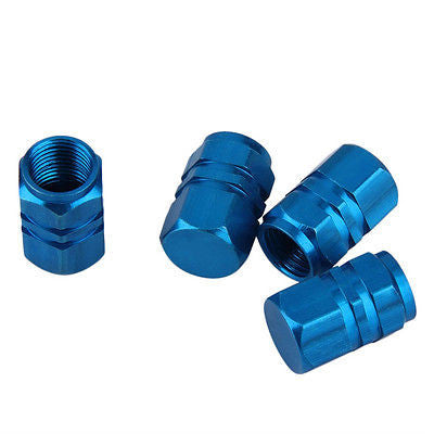 Blue Aluminum Tire Wheel Rims Stem Air Valve Caps Tyre Cover Fit All Auto Car - US85.COM