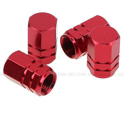 Red Aluminum Tire Wheel Rims Stem Air Valve Caps Tyre Cover Fit All Auto Car - US85.COM