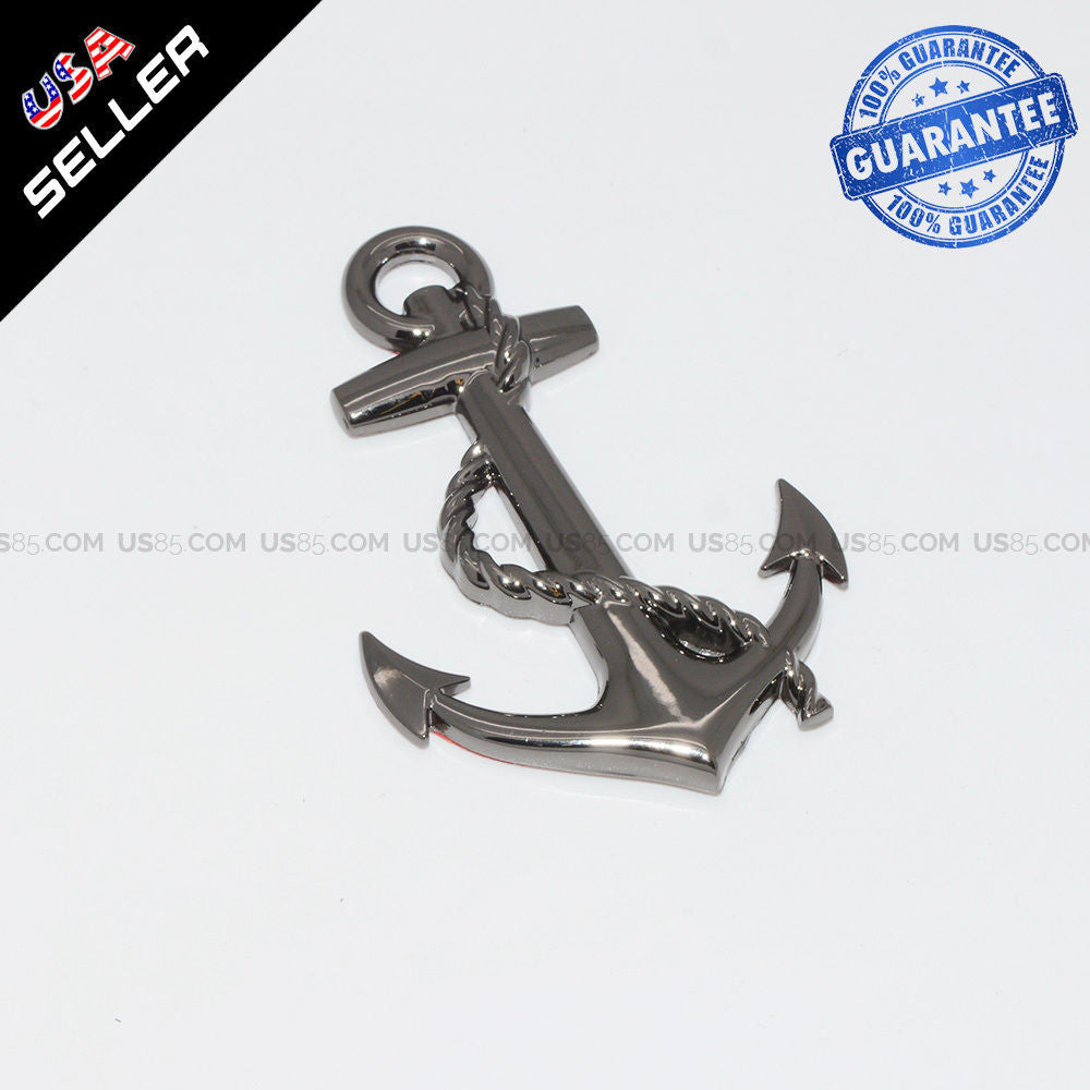 Black 3D Pirate Ship Anchor Emblem Badge Decal Car Stickers Truck Decoration - US85.COM
