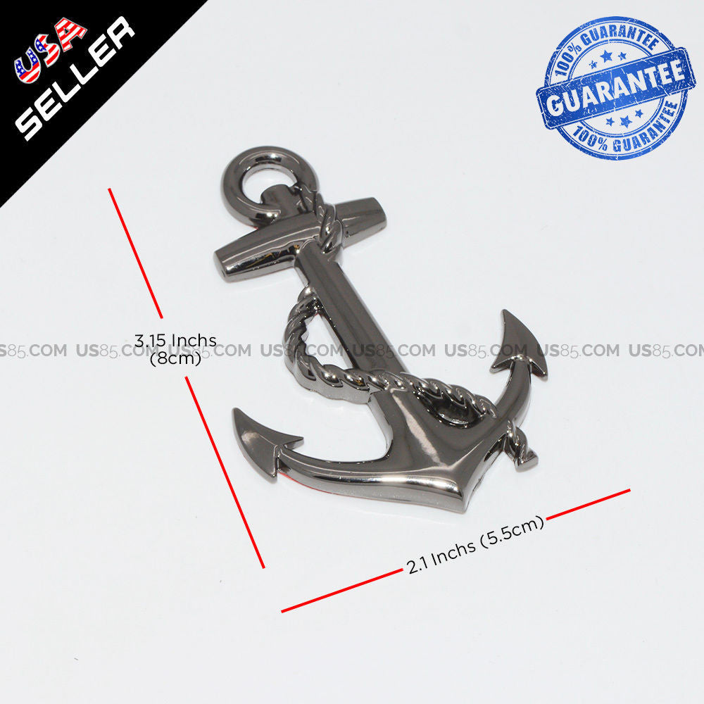 Black 3D Pirate Ship Anchor Emblem Badge Decal Car Stickers Truck Decoration - US85.COM