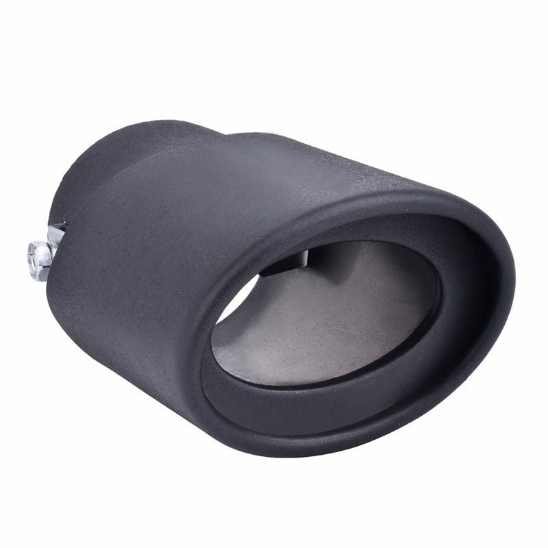 Universal Black Stainless Steel Car Rear Oval Round Exhaust Pipe Muffler Tip - US85.COM