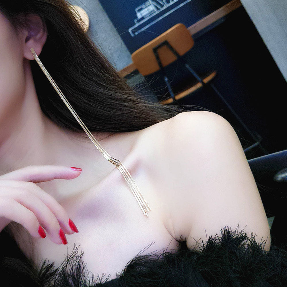 1Pair  Long Drop Chain Tassel Earrings Elegant Dangle Earrings Bohemian Jewelry Big Boho Earrings Jewelry for Women Girls Wedding - US85.COM