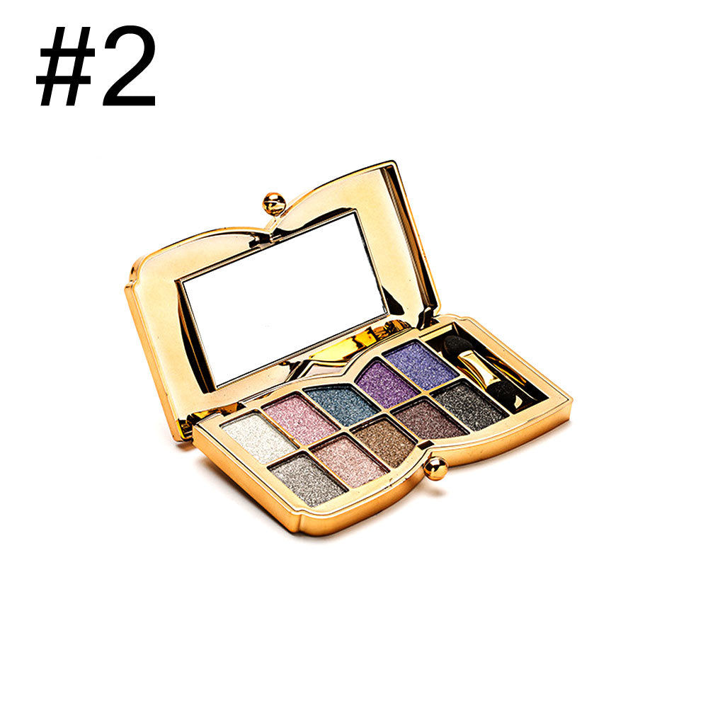1Pcs Eyeshadow 10 colors Eye Shadow Palette with Eyeshadow Brush and mirror , Professional Shimmer Waterproof Cosmetic Set - US85.COM