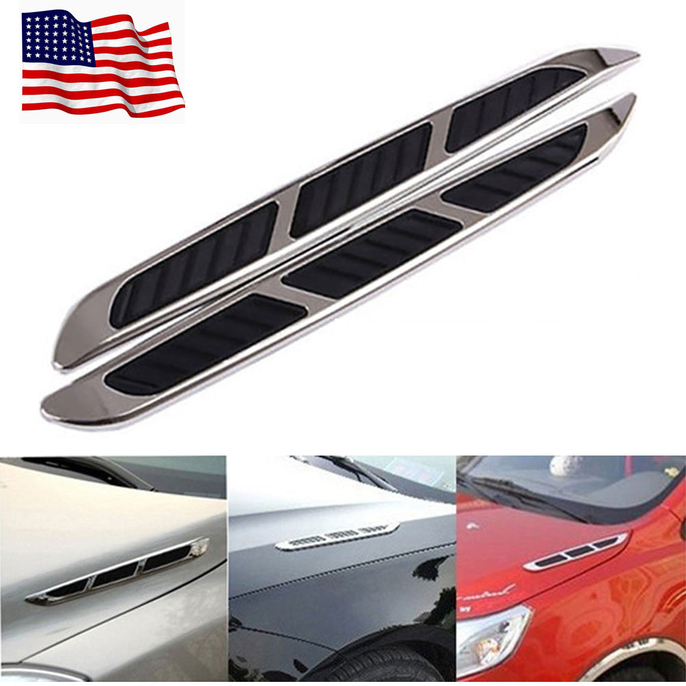 2Pcs/Set Auto Car 3D ABS resign Fake Side Air Vents Outlet Decorative Stickers Car Body Decal Bumper Sticker Car-Styling Car Accessories - US85.COM